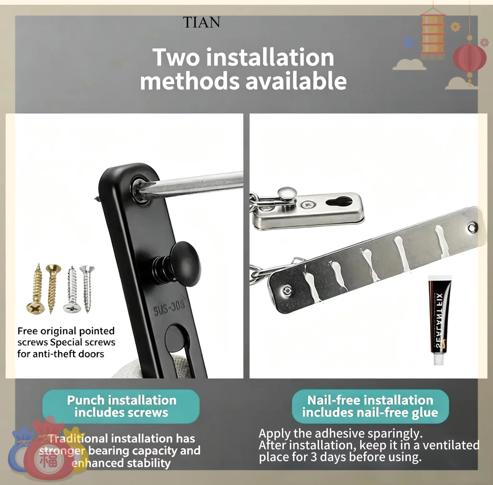 TIAN Serratura di Sicurezza pe - Security Chain Door recensione e prezzo
