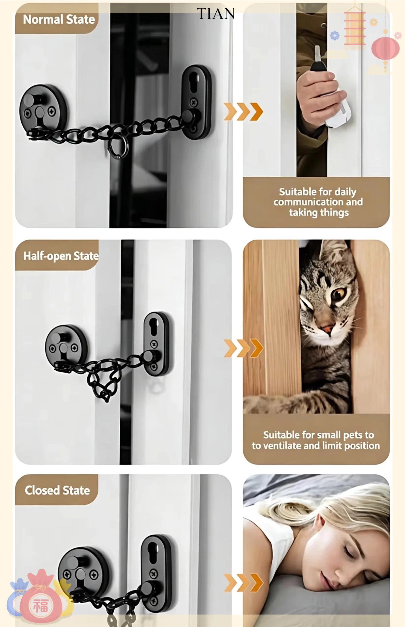 TIAN Serratura di Sicurezza pe - Security Chain Door recensione e prezzo